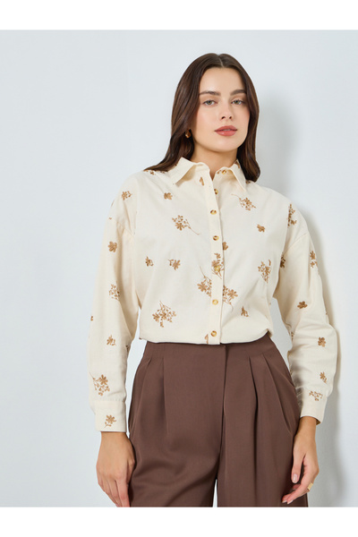 Styli Women Floral Embroidered Shirt