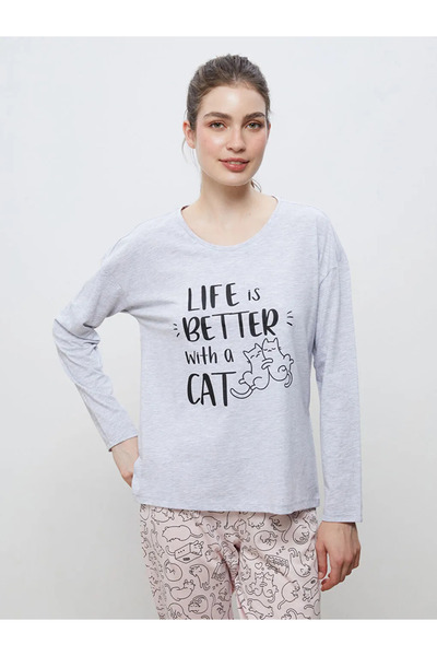 LC Waikiki Crew Neck Printed Women's Pajamas Set