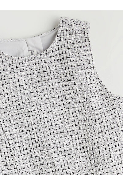 LC Waikiki Велосипедна яка плисирана туид рокля за момичета