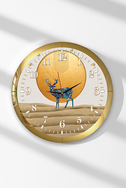 Zevahir Mobilya Dekorasyon Ceas de perete rotund din MDF cu tematică de cerb,...