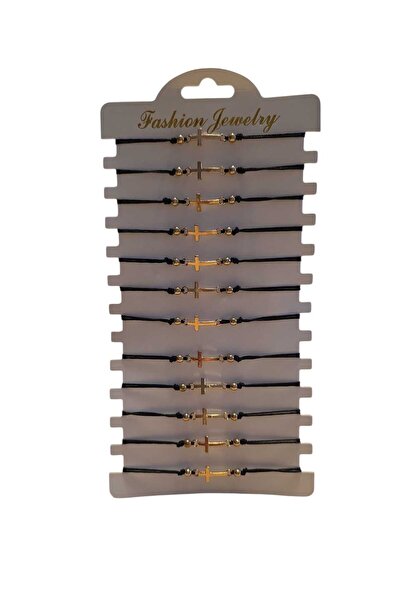 AnoaSales Set 12 bratari cruciulita, Dimensiune reglabila, Șnur rosu sau negru