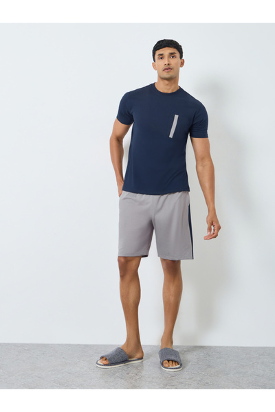 Styli Men Solid Round Neck T-Shirt and Shorts Set