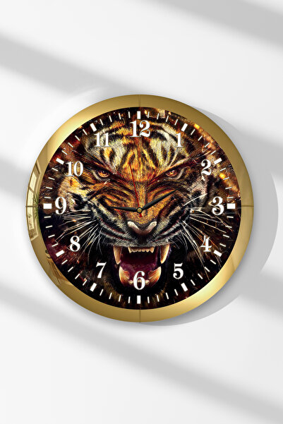 Zevahir Mobilya Dekorasyon Ceas de perete rotund din MDF cu tematică Tigru, c...