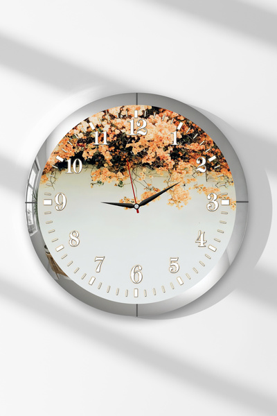 Zevahir Mobilya Dekorasyon Ceas de perete rotund din MDF cu tematică frunze d...