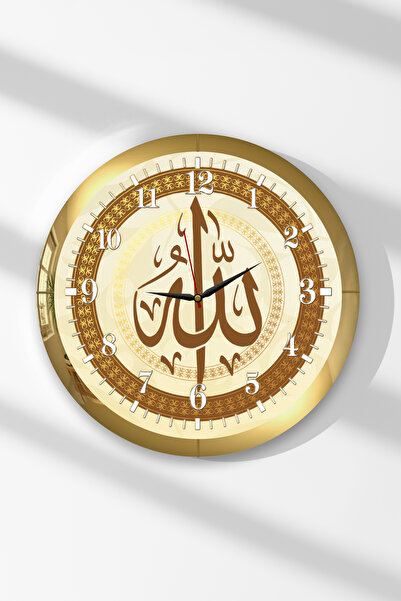 Zevahir Mobilya Dekorasyon Ceas de perete rotund din MDF cu rama aurie, cu cu...