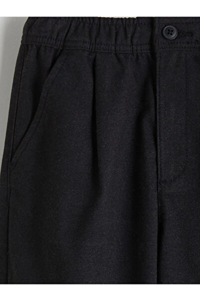 LC Waikiki Black Elastic Waist Pleated Boys' Trousers