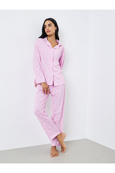 Styli Ditsy Print Shirt and Pyjama Set