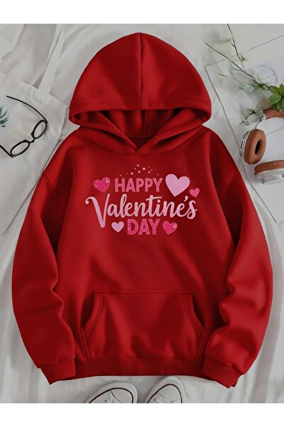 Deocept Unisex Love Valentine's Day Printed Hooded Kangaroo Pocket Comfortabl...