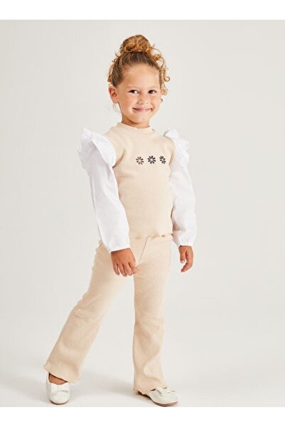 le petit sole Bej Flowers Nakış İşlemeli Takım