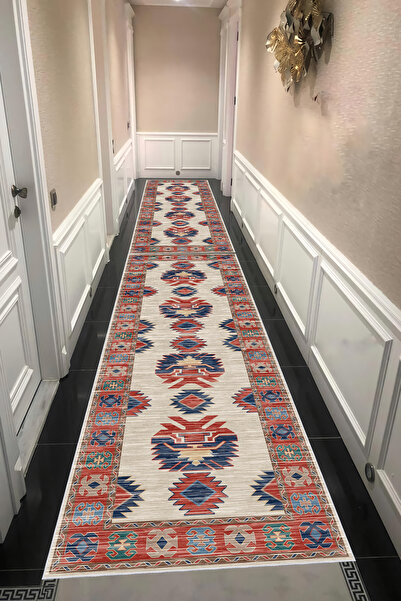 CENTER AVM Renkli Halı Yolluk Makinede Yıkanabilir Halı Kaymaz Taban Halı