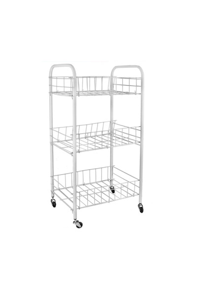 Lumi LUXURY Etajera Metalica Alba cu Roti pe 3 Nivele 34x26x70cm