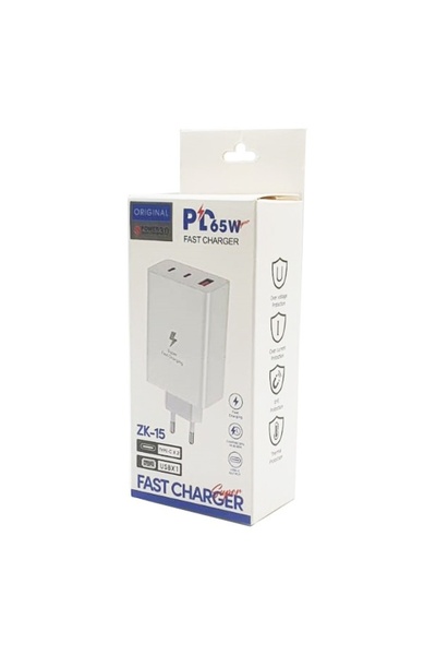 FOXMAG24 Încărcător de telefon ZK-15, 65W, 2 porturi PD/Type-C + 1 port USB, ...