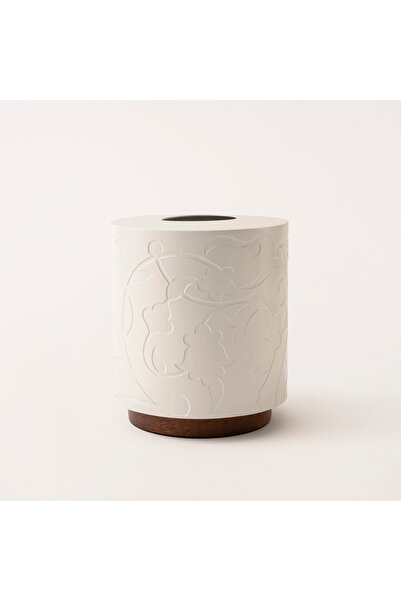 homez Bahja white wood cylindrical tissue box 14*14*15 cm