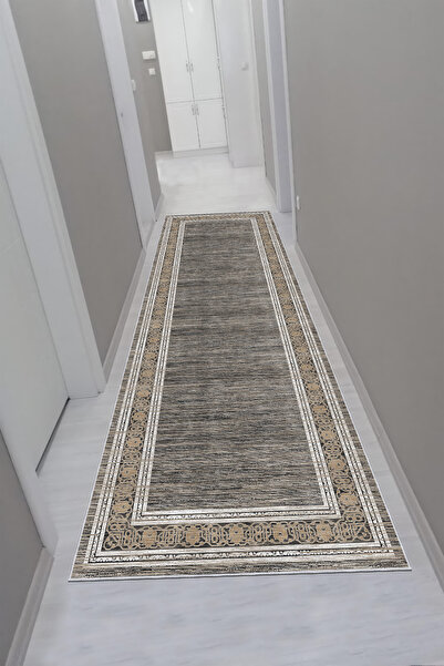 CENTER AVM Kahverengi Halı Yolluk Makinede Yıkanabilir Halı Kaymaz Taban Halı