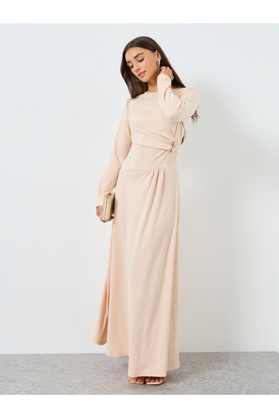 Styli Women Beige Long Sleeve Maxi Dress