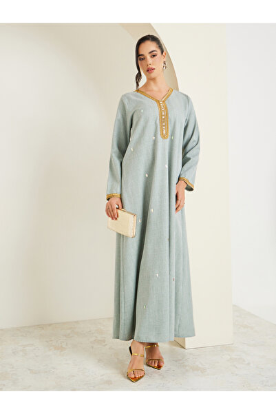 Styli Women Green Embellished A-Line Jalabiya