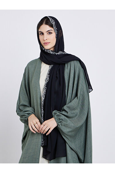 Styli Women Black Lace Trim Hijab