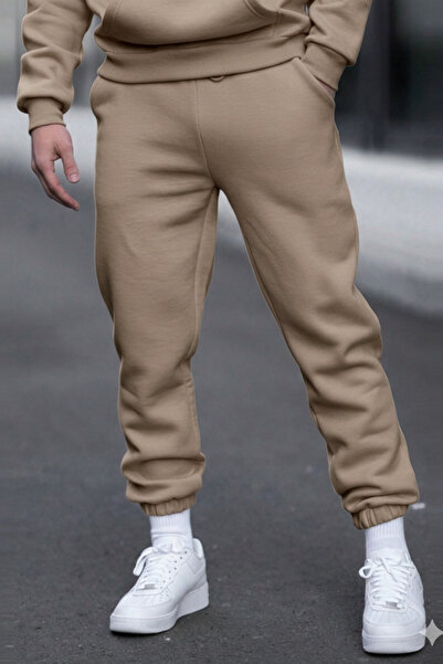 Tarz Cool Mink Unisex Regular/Normally Cut Sweatpants with Elasticated Cuffs ...