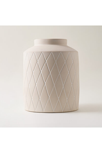 homez Clay Stone Vase 24*24*29Cm, Offwhite
