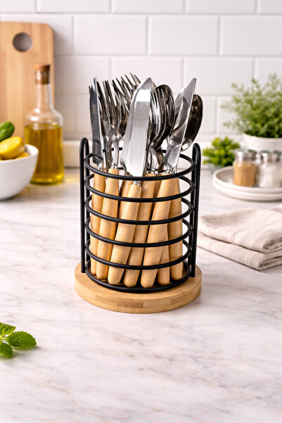 ALLEGRI 18-Piece Bamboo Handle Stainless Steel Dinner Forks Knives and Spoons...