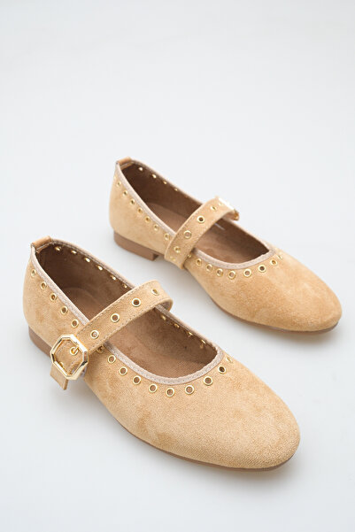 meyra'nın ayakkabıları Women's Single Strap Studded Casual Ballet Flats Camel...