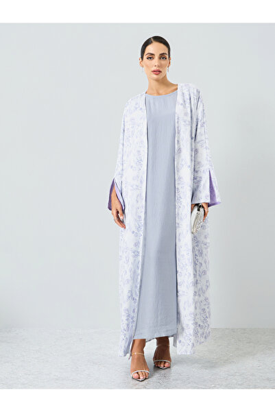 Take Two By Styli Women Floral Printed Slit Sleeve Abaya