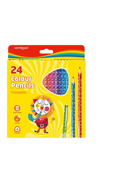 KEYROAD creioane colorate, triunghiulare, 24 de culori