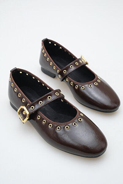meyra'nın ayakkabıları Women's Single Strap Studded Casual Ballerinas Bitter ...