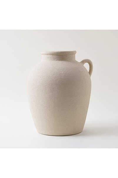 homez Clay Stone Pot Vase 25*30*33Cm, Offwhite