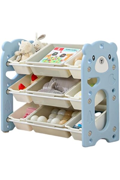 Nichiduta Garden Blue Bear children's organizer, with open shelves, on 3 leve...
