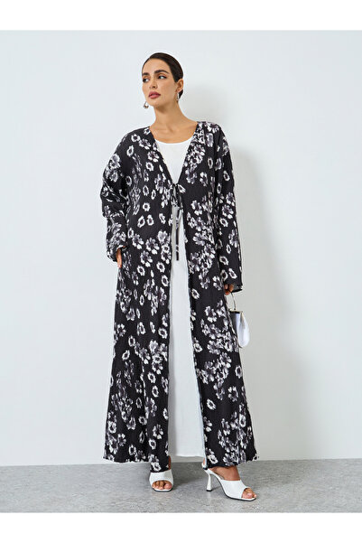 Take Two By Styli Women Floral Printed Long Sleeve Abaya