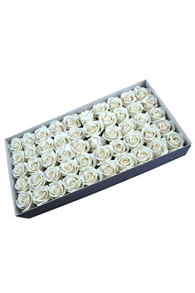 AFO Set of 50 Scented Soap Roses, Real Touch, White