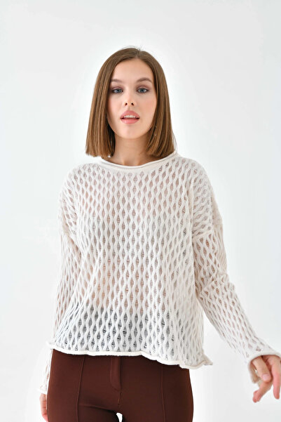 CARLA MARA Women's Crew Neck Knit Detail Knitwear Sweater