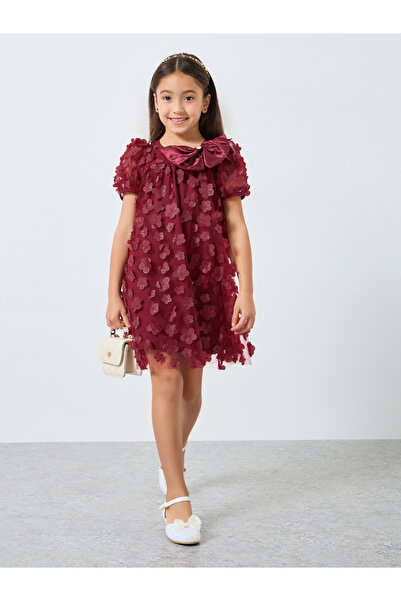 Styli Girls Red Flower Detail A-Line Mini Dress