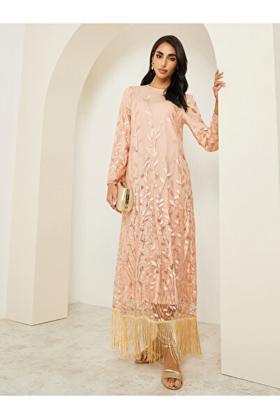 Styli Women Peach Embellished Maxi Jalabiya