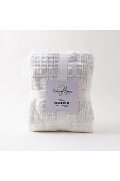 Cottage 100% Polyester Woven Blanket, White 130*170Cm