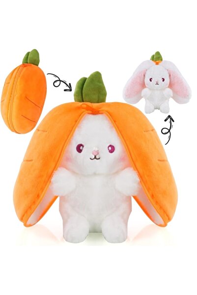 FOXMAG24 Jucărie de pluș Iepuraș costumat Morcov surpriză cu fermoar, 25 cm