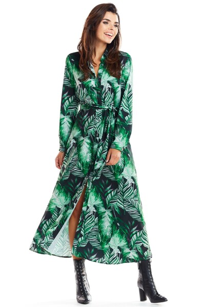 Awama Maxi Shirt Dress, Infiniteyou, Shirt Top, XL, Trapeze Bottom, Print One
