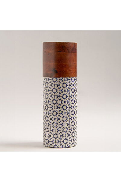 homez Bahja wood cylindrical vase 12*12*35 cm