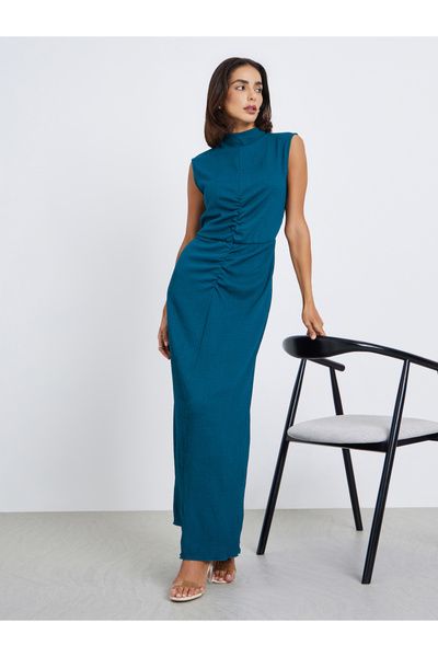 Styli Women Teal Sleeveless A-Line Maxi Dress
