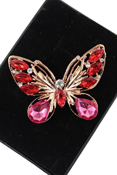 KEEBA Dönüşümün ödülü kelebek broş Lal ve yakut tonlu pırlanta kesim taşlı ke...