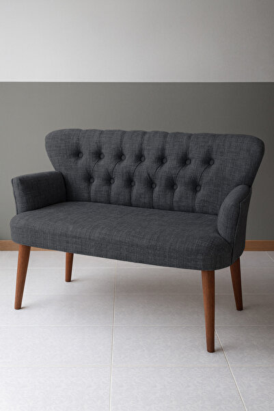 Azra Mobilya Roma İkili Koltuk – Keten Döşeme – Ahşap Ayaklı – Ofis ve Ev Uyu...