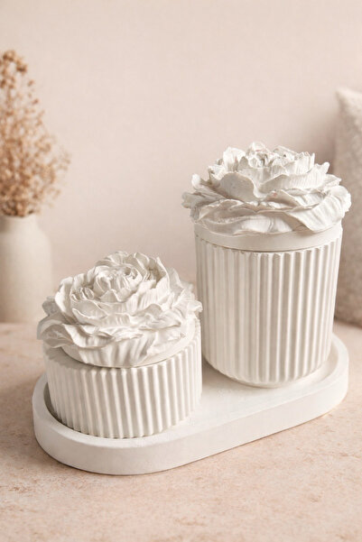 Gugushca candle Dekoratif 2’li Beton Kulak Pamuğu & Pamuk Organizeri & Altlığ...