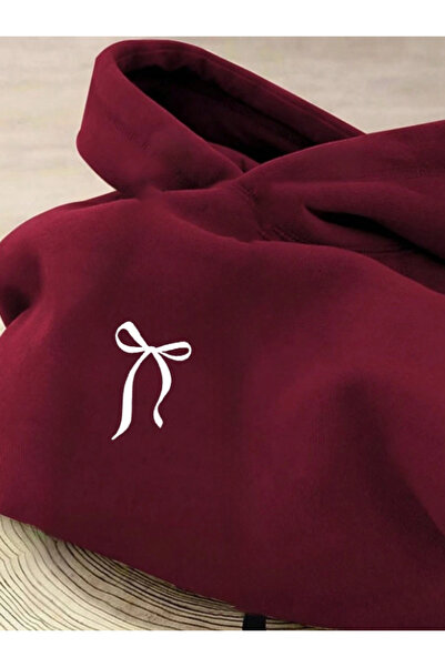 Revasser Kadın MİNİ KURDELE Renkli Özel Baskılı Pamuklu Oversize Kapüşonlu Sw...