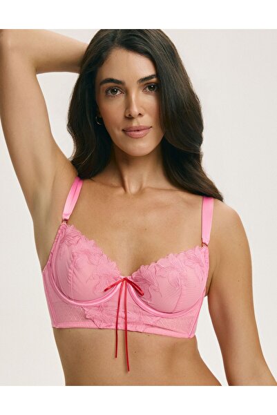 ESOTIQ Soft Bra Bustier Non-Padded with Floral Embroidery & Cute Ribbon Elega...