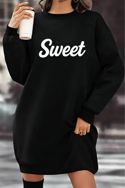 Pink Sky Unisex Printed Crew Neck Sweatshirt Dress