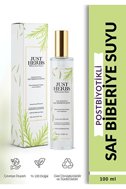 Just Herbs Postbiyotikli Biberiye Suyu 100 ml %100 Saf Ve Doğal Pure Rosemary...
