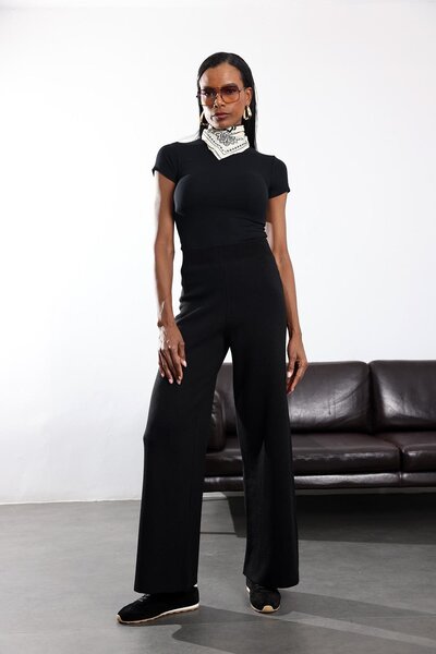 5in1Canpolat Black Knitwear Trousers 5254