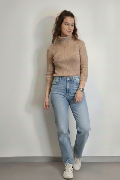 kikiriktekstil Women's Knitwear High Neck Soft Textured Basic Bodysuit