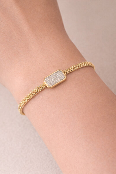 femline سوار نسائي من حجر الباجيت ذهبي اللون